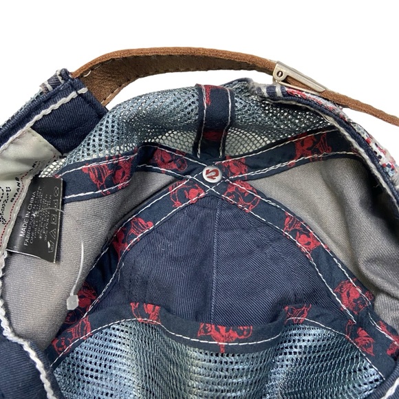 Y2K Vintage True Religion Jeans Rhinestone Mesh Trucker Hat TRBJ Grunge - Picture 11 of 15